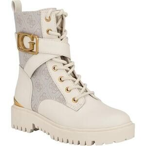 Guess Women's Orana Combat & Lace-up Boots, White Size 5.5M